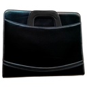 SAB - A handbag with a zipper and a handle with an iron file and two rings - black