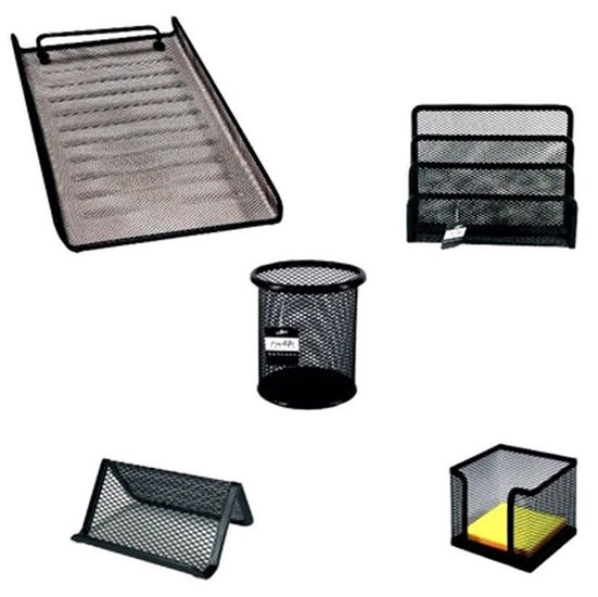 Sub - Metal Mesh 5-Piece Desk Set - Black