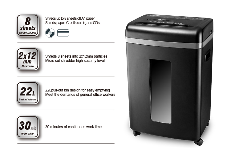 Comex - Electric Paper Shredder - 8 Sheets - 22 litres