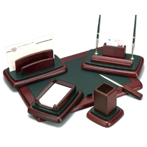 Kong Ping - Dark Oud 6-Piece Desk Set - Base Color is Black