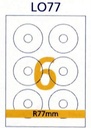 RIKLABEL - Multi-Purpose Labels 6 Pieces White Color - R77mm - 100 Sheets Pack Box - A4 Size