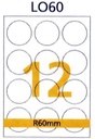 RIKLABEL - Multi-Purpose Labels 12 Pieces White Color - R60mm - 100 Sheets Pack Box - A4 Size