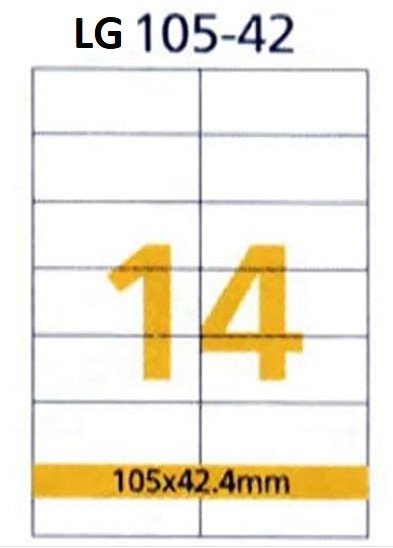 RIKLABEL - Multi-Purpose Labels 14 Pieces White - 100 Sheets A4 Size