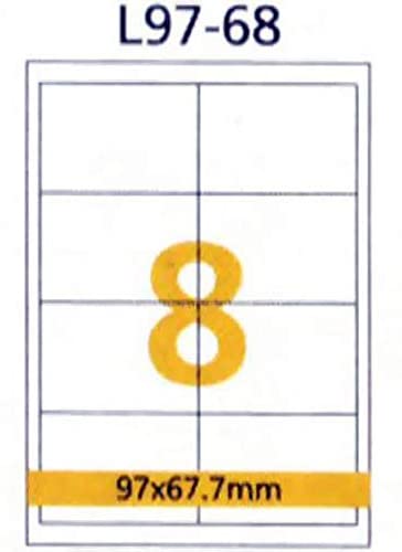 RIKLABEL - 8-Piece Multi-Purpose Labels White - 100 Sheets A4 Size