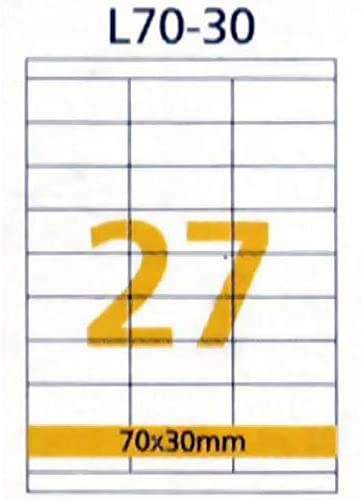 RIKLABEL - Multi-Purpose Labels 27 Pieces White - 100 Sheets A4 Size