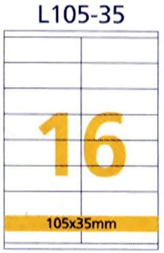 RIKLABEL - ملصقات متعددة الأغراض 16 قطعة لون أبيض - 105*35ملم - علبة عبوة 100 ورقة - مقاس A4
