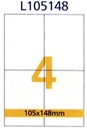 RIKLABEL - Multi-Purpose Labels, 4 Pieces, White Color - 105*148mm - 100 Sheet Pack - A4 Size