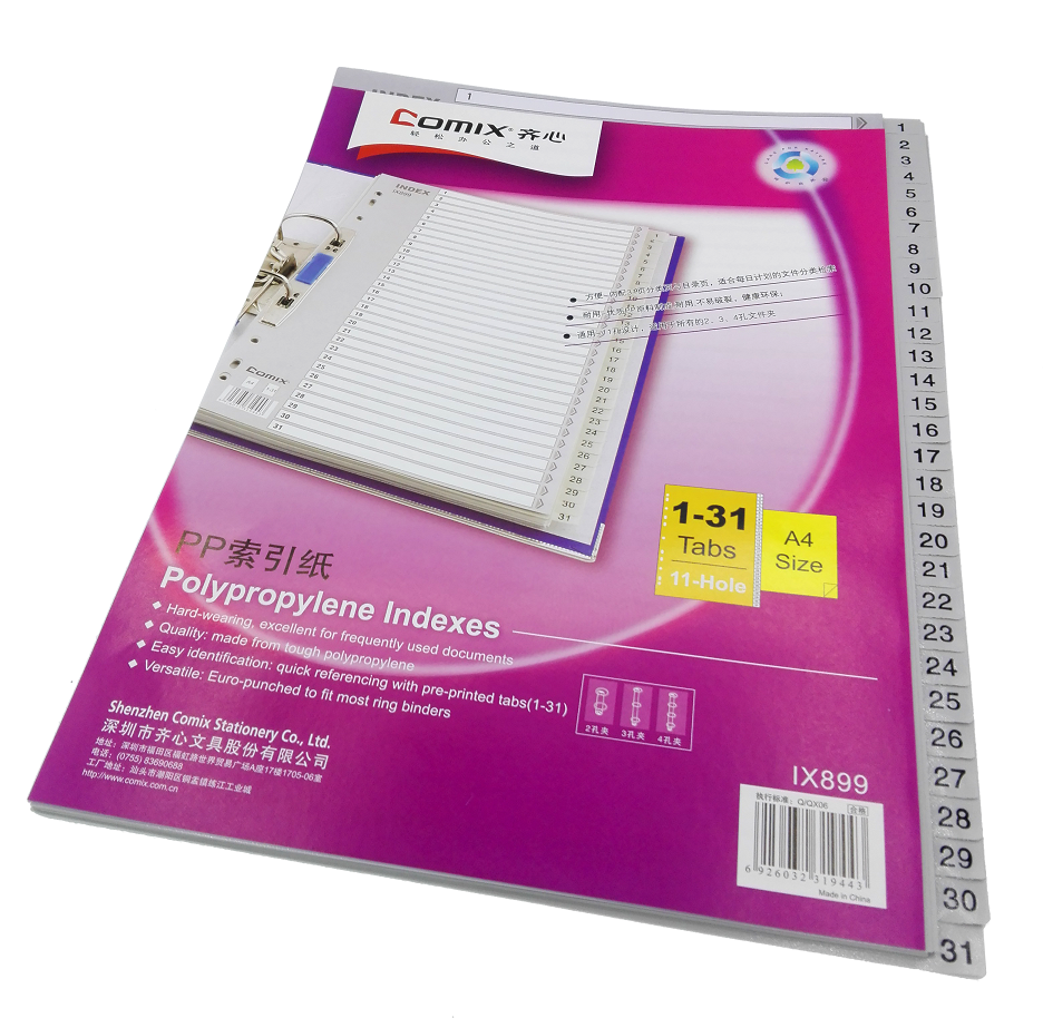 Comex A4 file dividers from 1 - 31 short