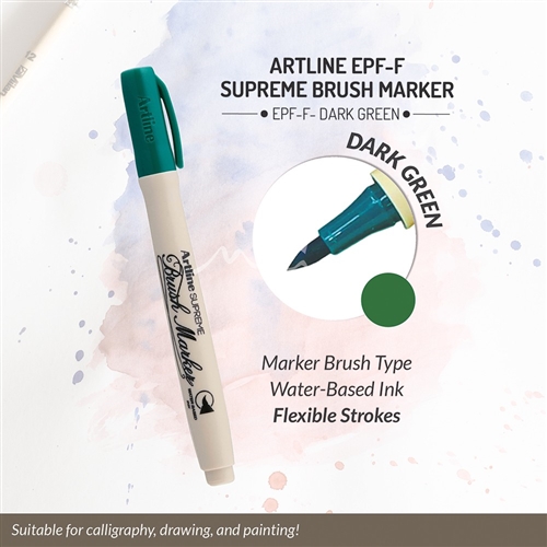 Art Line - Supreme Brush Pen - Dark Green, Box of 12 Pens