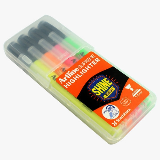 Art Line - Highlighter Pen No. 600, Set of 4 Colored Pens, Plastic Box