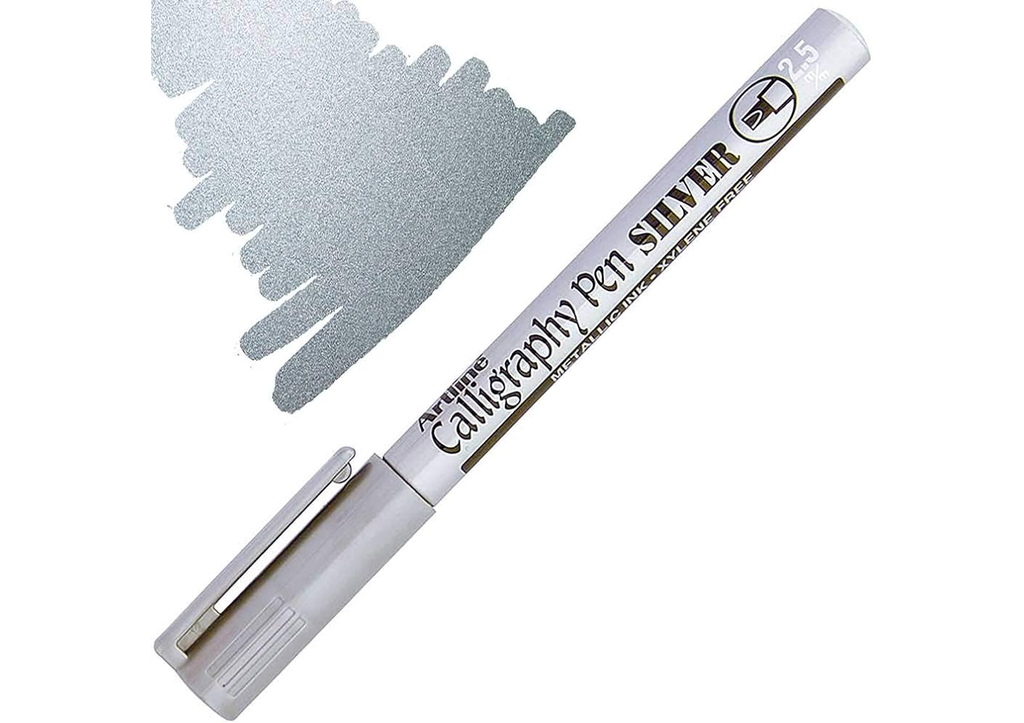 Art Line - English calligraphy pen, 2.5 mm, silver color, box of 12 pens