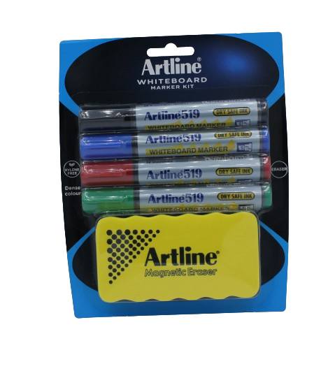 Art Line - Whiteboard Pen No. 519, Set of 4 Pens with Roller Space