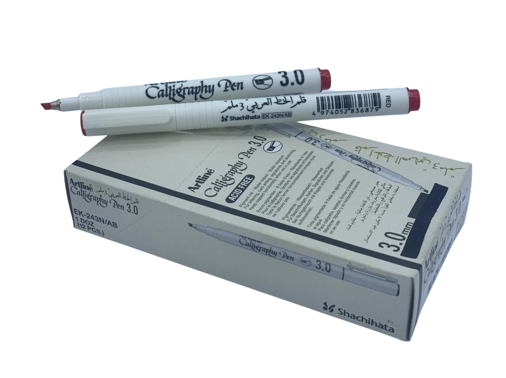 ارت لاين - قلم خط عربي 0ر3 - لون احمر علبة عبوة 12 قلم