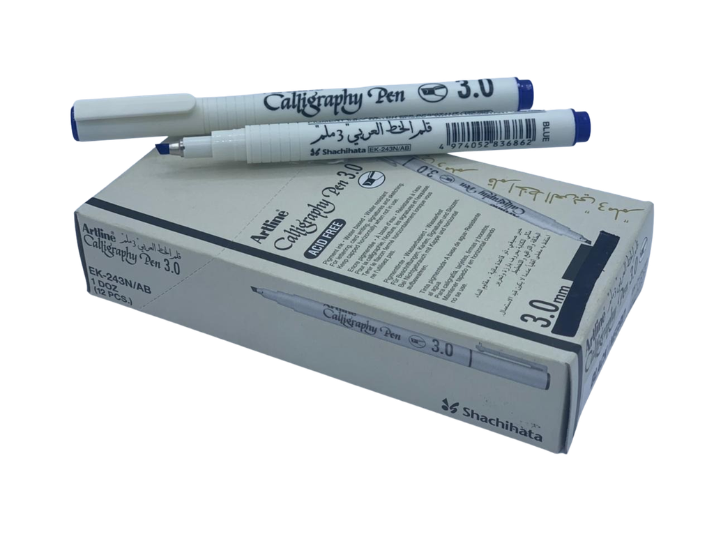 Art Line - Arabic Calligraphy Pen 3.0 - Blue Color, Box of 12 Pens