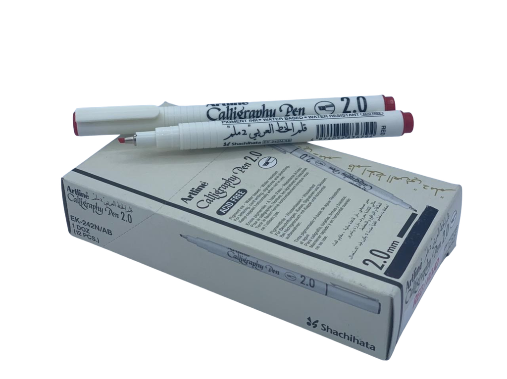 ارت لاين - قلم خط عربي 0ر2 - لون احمر علبة عبوة 12 قلم