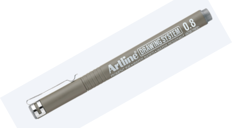 Art Line - Geometric Drawing and Marking Pen 0.8 mm - Box of 12 Pens - Gray Color
