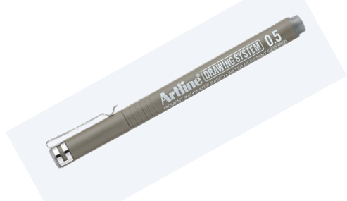 Art Line - Geometric Drawing and Marking Pen 0.5 mm - Box of 12 Pens - Gray Color