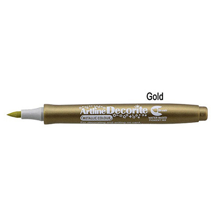 Art Line - Decorate pen with a metal brush - gold color, a box of 12 pens