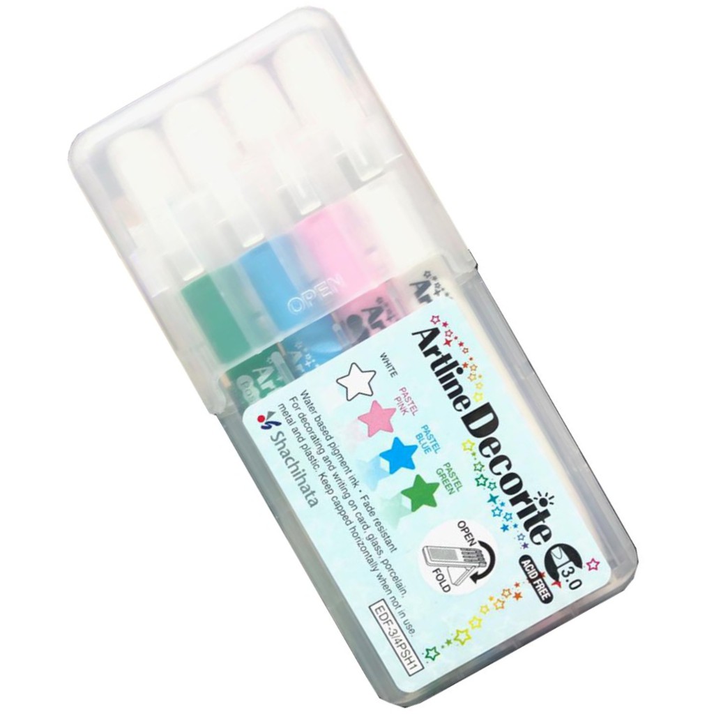 Art Line - Decorate Pen 3mm, Set of 4 Pens - Light Colors