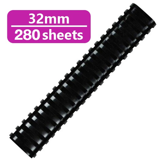 Binder Max - Spiral Binding 21 Rings 32 mm (280 Sheets) Box Pack of 50 Pieces - Black