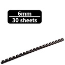 Binder Max Spiral Binding Rings 21 Rings 6mm (20 Sheets) Box Pack of 100 Pieces - Black