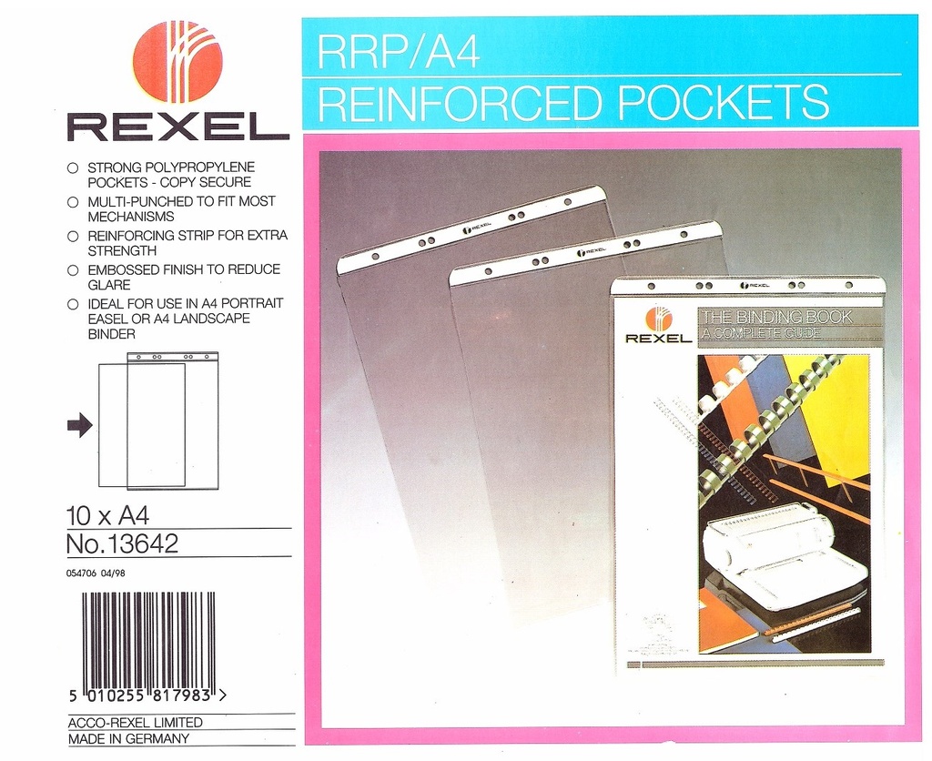 ركسل - ملف جيوب مخرم طولي مقاس A4 علبة عبوة 100 حبة 
