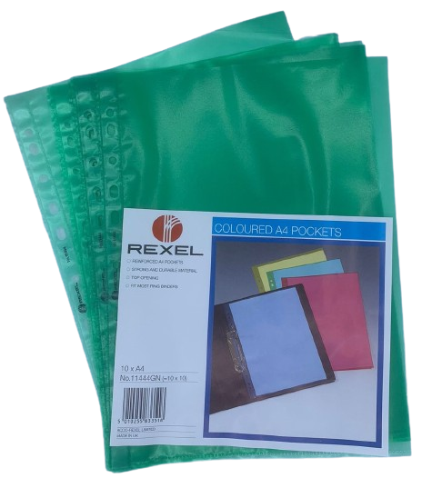 Rexel - A4 perforated file folder, box of 100 tablets, green color