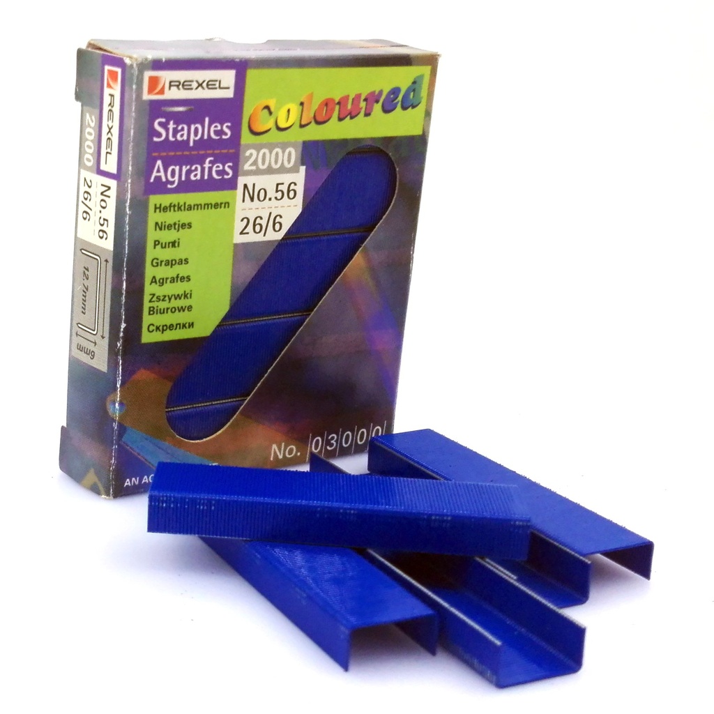 Rexel - Staples No. 56 (6/26) Bucket Pack of 2000 Staples - Blue Color