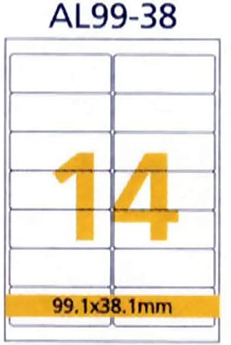 RIKLABEL - Multi-Purpose Labels 14 Pieces White Color - 99.1*38.1mm - 100 Sheet Pack - A4 Size