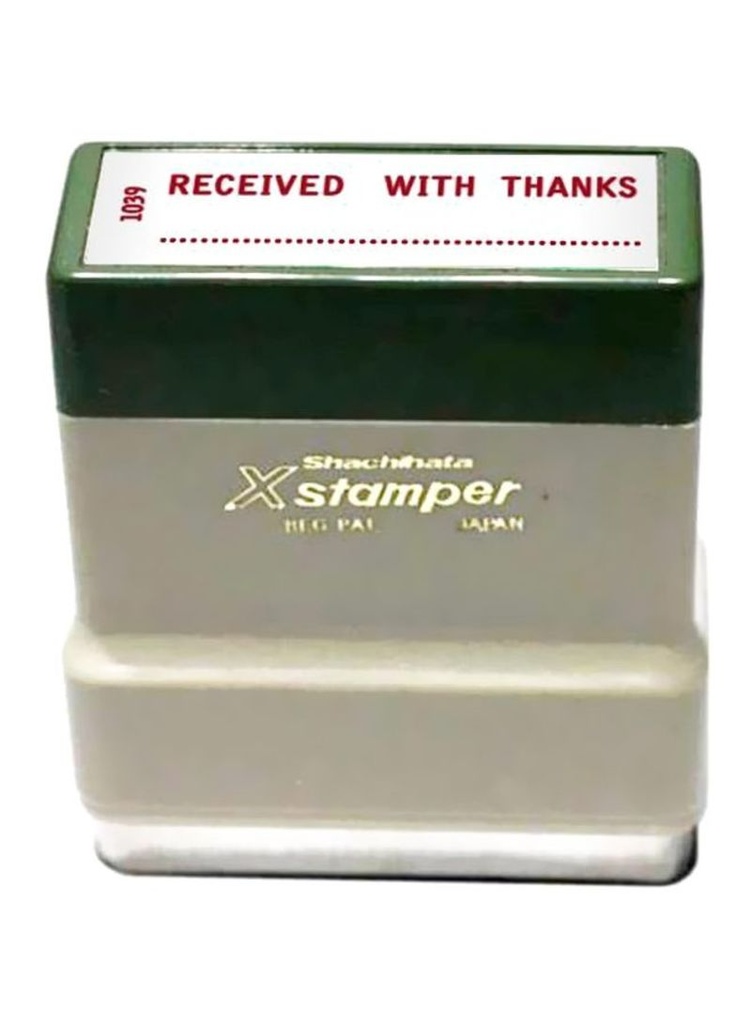 X-Stamper - Inked stamp with the phrase “Received with thanks”