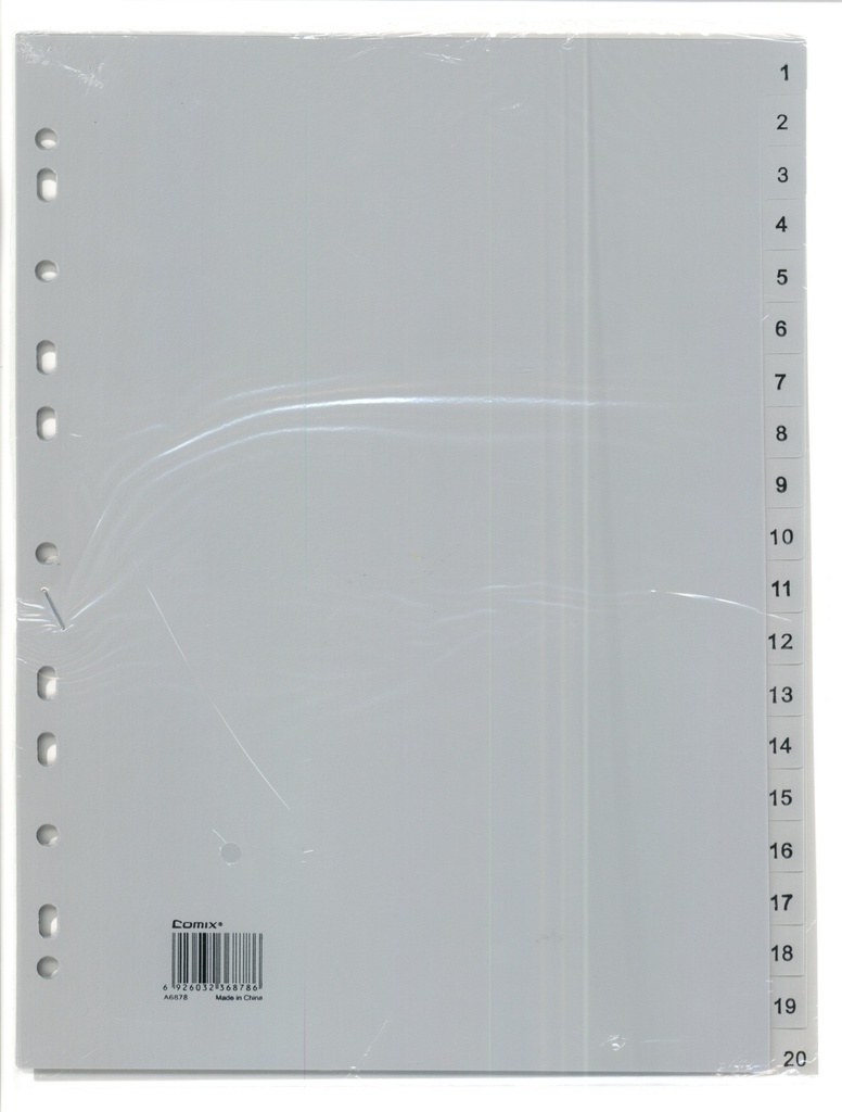 Comex - Plastic File Dividers Numbered 1:20 - A4