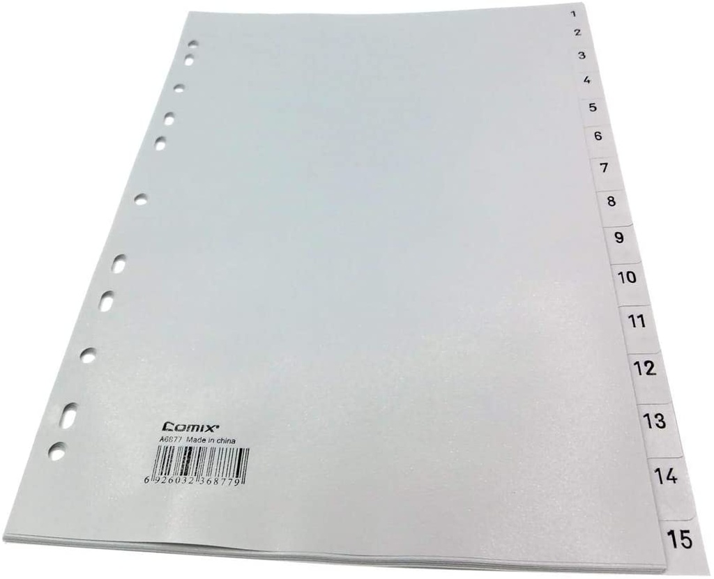 Comex - plastic book dividers numbered 1 - 15