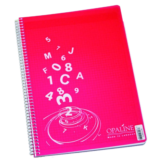 A4 small square wire notebook, plastic cover, 192 sheets - opaline