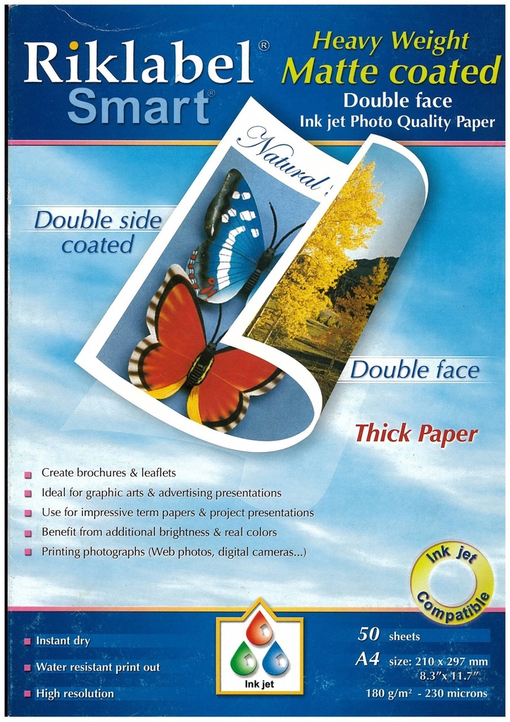 RIKLABEL - Bright white double-sided printing paper 180g