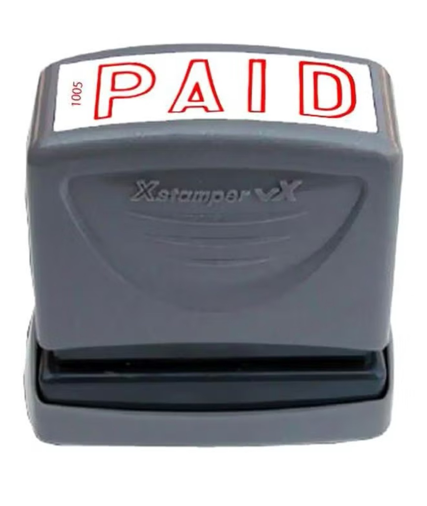 X-Stamper - Inked stamp with the word "Paid"
