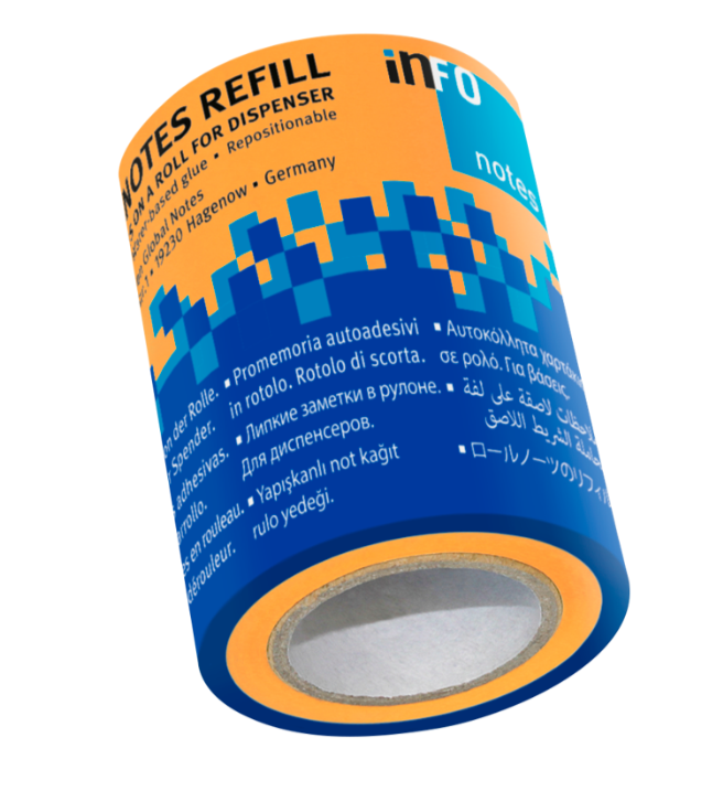 Info Note - spare roll of continuous note paper, 10 meters * 60 mm - orange color