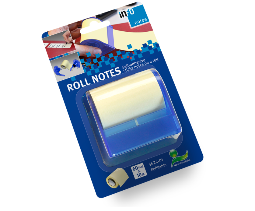 Info Note - Yellow color continuous roll note paper with base 10 meters * 60 mm