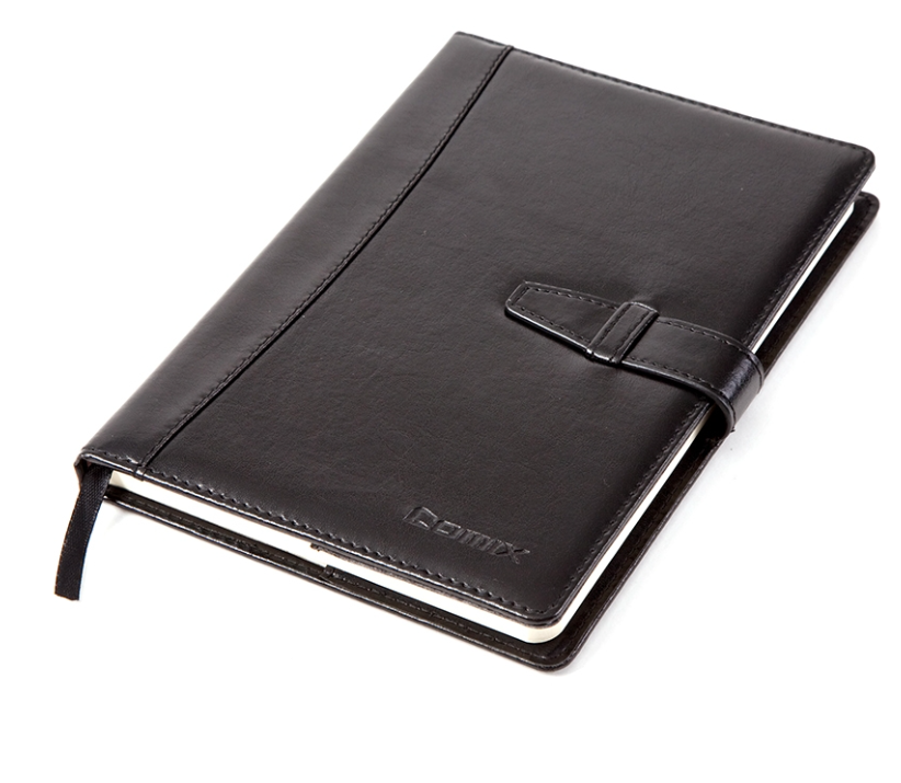 Comex - notebook with hard leather cover, black color - 144 sheets - A4 size