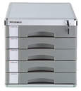 Comex - Document Box with Lock, 5 Drawers, Gray