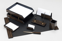 Kong Ping - 8-Piece Black Wooden Desk Set - Black Base