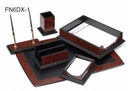 Kong Ping - 6-piece desk set - dark brown - base color is black