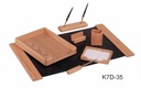 Kong Ping - Light Wooden 7 Piece Desk Set - Base Color Black