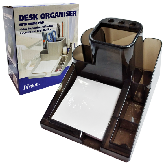 Elson - Desk Organizer, Paper and Pen Holder - Transparent Brown