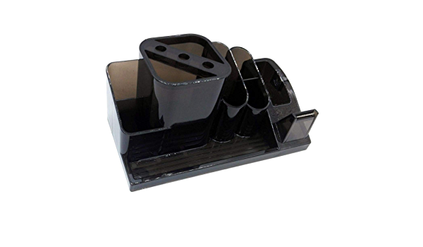 Elson - Desk Organizer, Pen Holder + Tape Cutter - Transparent Brown Color