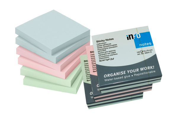 انفو نوت - ورق ملاحظات لاصق ملون -  75* 75ملم الوان باستيل - 600ورقة