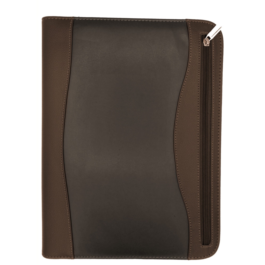 Saab - zippered handbag with notebook + calculator - brown color
