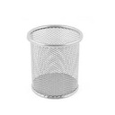 Sub - circular mesh pen holder - silver color