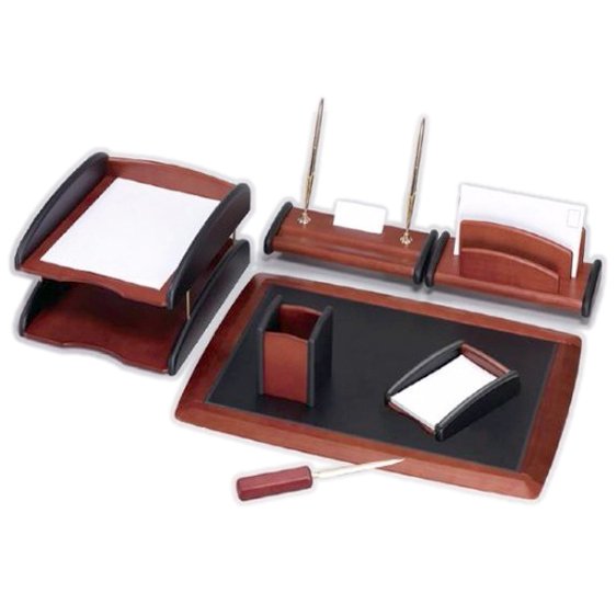 Kong Ping - 7-piece desk set - brown - base color is black