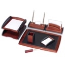 Kong Ping - 7-piece desk set - brown - base color is black