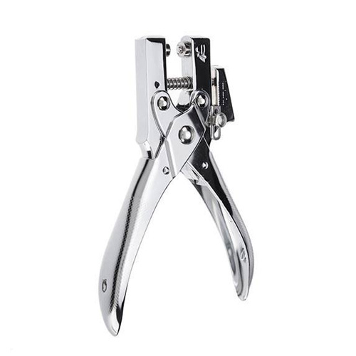 Single punch paper punch + metal stapling pliers
